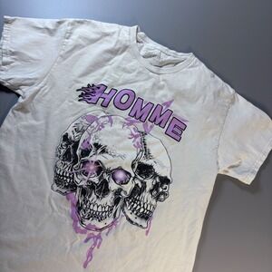 Papercut Collection Mens T Shirt Skull Flame Graphic‎ Tee White Size M
